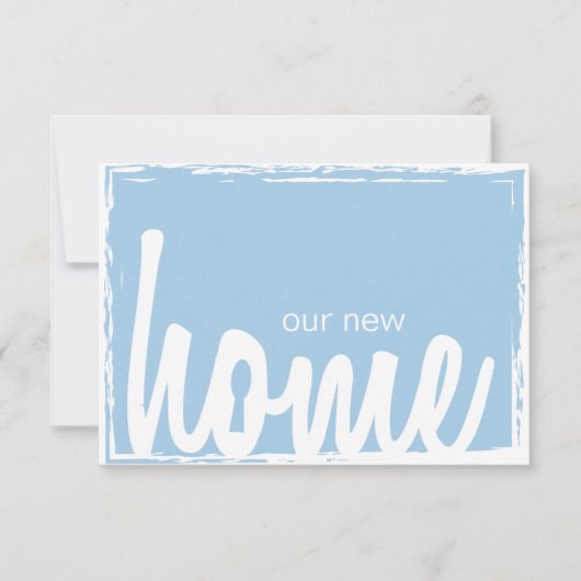 Blue & White Home Key Lock Housewarming Invite Kaart (Voorkant)