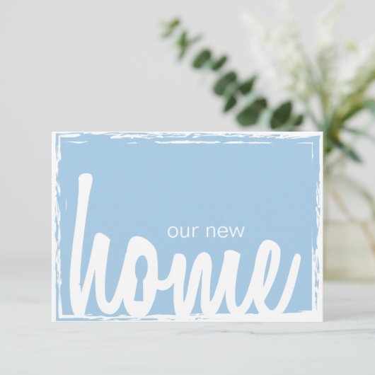 Blue & White Home Key Lock Housewarming Invite Kaart (Staand voorkant)