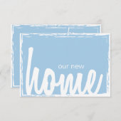 Blue & White Home Key Lock Housewarming Invite Kaart (Voorkant / Achterkant)