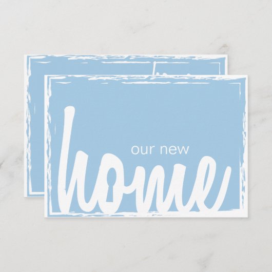 Blue & White Home Key Lock Housewarming Invite Kaart (Voorkant / Achterkant)