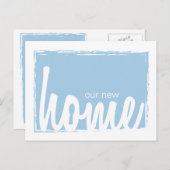 Blue & White Home Key Lock New Home Announge Aankondigingskaart (Voorkant / Achterkant)