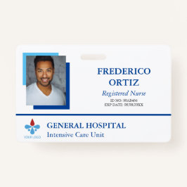 Blue & White Hospital medewerker ID Uw Logo Badge