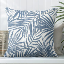 Blue & White Hothouse Palm Leaf Sierkussen