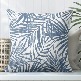 Blue & White Hothouse Palm Leaf Sierkussen