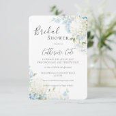 Blue White Hydrangea Floral Bridal Shower Kaart (Staand voorkant)