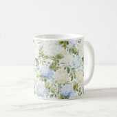 Blue White Hydrangea Romantic Floral Bridal Shower Koffiemok (Voorkant rechts)