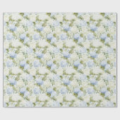 Blue White Hydrangea Romantic Floral Wedding Cadeaupapier (Vlak)