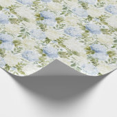 Blue White Hydrangea Romantic Floral Wedding Cadeaupapier (Hoek)