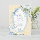 Blue White Hydrangeas Elegant Budget Wedding Kaart (Staand voorkant)