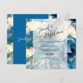 Blue & White Hydrangeas Modern Wedding Invitation Kaart (Voorkant / Achterkant)
