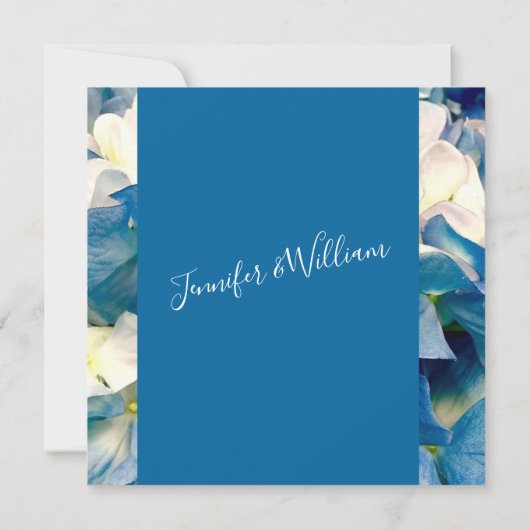 Blue & White Hydrangeas Modern Wedding Invitation Kaart (Achterkant)