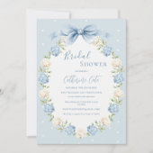 Blue White Hydrangeas Ribbon Vintage Bridal Shower Kaart (Voorkant)