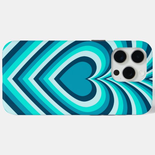 Blue White Hypnotic Heart Love Pattern Case-Mate iPhone Case (Achterkant (horizontaal))