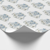 Blue White Ice Skates Christmas Cadeaupapier (Hoek)
