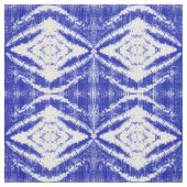 Blue White Ikat Tribal Diamond Pattern Stof (Swatch)