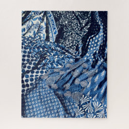 Blue White Indigo Fabrics Legpuzzel