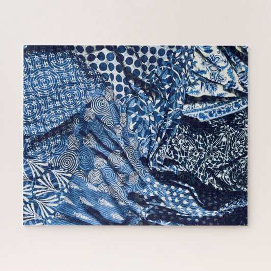 Blue White Indigo Fabrics Legpuzzel (Horizontaal)