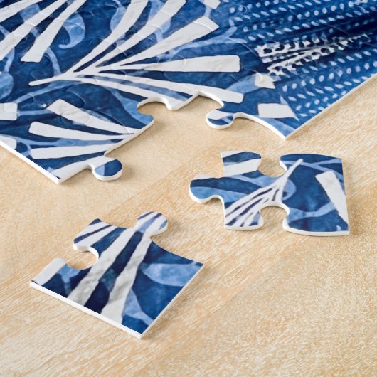 Blue White Indigo Fabrics Legpuzzel (Zijkant)
