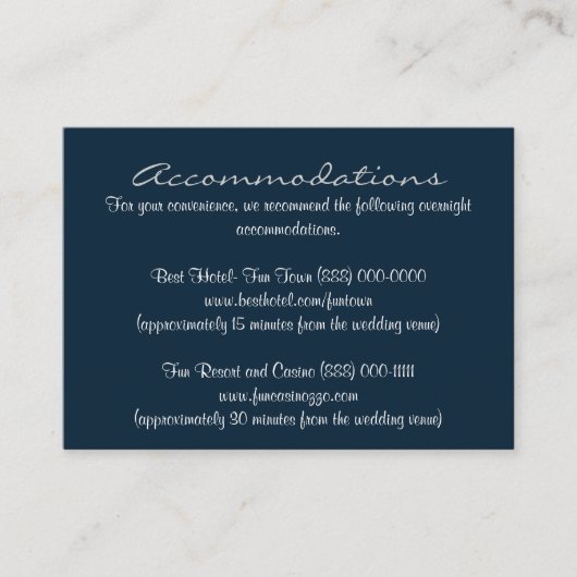 Blue White Insert Receptie & Accommodatie Kaarten (Voorkant)