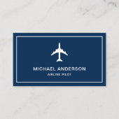 Blue White Jet Vliegtuig Vliegtuigpiloot Visitekaartje (Voorkant)