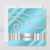 Blue White Jewel diamant Silver Birthday Party Kaart (Voorkant)