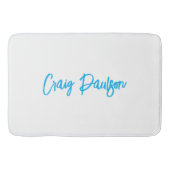 Blue White Jouw naam kalligrafie Uniek minimalisti Badmat (Voorkant)