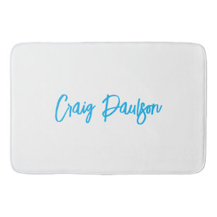 Blue White Jouw naam kalligrafie Uniek minimalisti Badmat