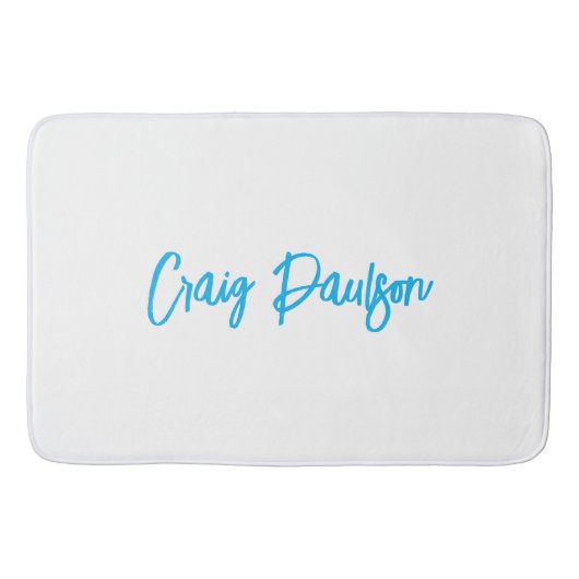 Blue White Jouw naam kalligrafie Uniek minimalisti Badmat (Voorkant)
