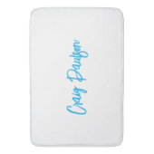 Blue White Jouw naam kalligrafie Uniek minimalisti Badmat (Voorkant Verticaal)