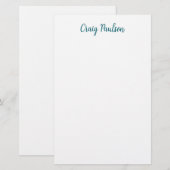 Blue White Jouw naam kalligrafie Uniek minimalisti Briefpapier (Voorkant / Achterkant)