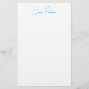 Blue White Jouw naam kalligrafie Uniek minimalisti Briefpapier