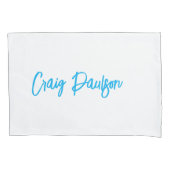 Blue White Jouw naam kalligrafie Uniek minimalisti Kussensloop (Voorkant)