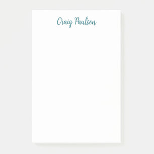 Blue White Jouw naam kalligrafie Uniek minimalisti Post-it® Notes