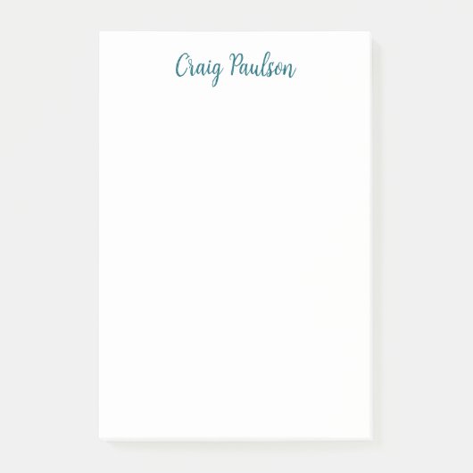 Blue White Jouw naam kalligrafie Uniek minimalisti Post-it® Notes (Voorkant)