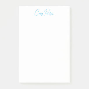 Blue White Jouw naam kalligrafie Uniek minimalisti Post-it® Notes