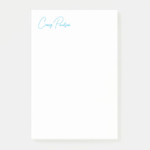 Blue White Jouw naam kalligrafie Uniek minimalisti Post-it® Notes