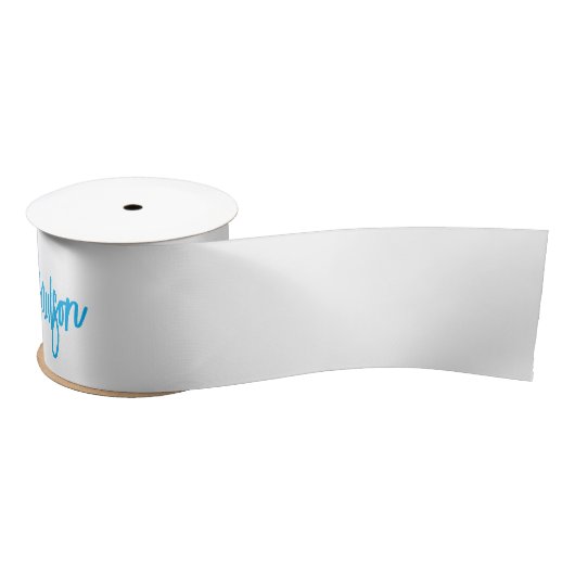 Blue White Jouw naam kalligrafie Uniek minimalisti Satijnen Lint (Spoel)