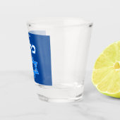 Blue White Kahol Lavan in het Hebreeuws met David  Shot Glas (Rechts)