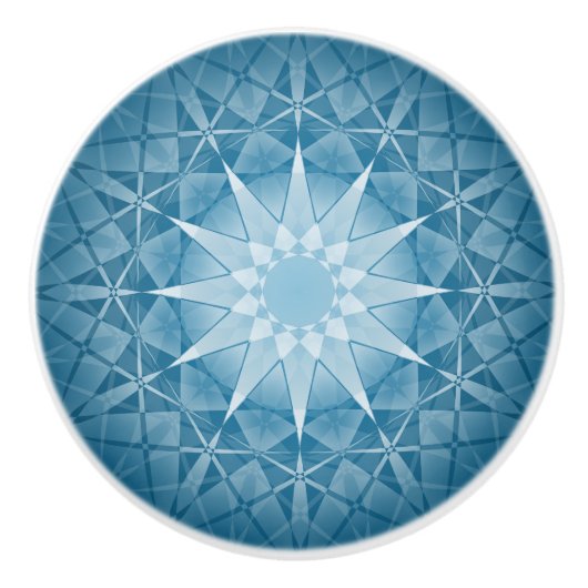 Blue White Kaleidoscope Pattern Mandala Keramische Knop (Voorkant)