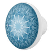 Blue White Kaleidoscope Pattern Mandala Keramische Knop (Rechts)