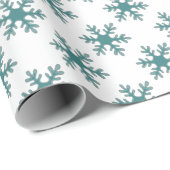 Blue White Kerstmis Snowflake Pattern Holiday Cadeaupapier (Rol Hoek)