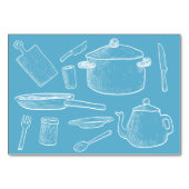 Blue White Kitchen Shower Recipcard Kaart (Achterkant)
