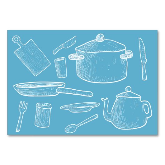Blue White Kitchen Shower Recipcard Kaart (Achterkant)