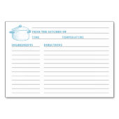 Blue White Kitchen Shower Recipcard Kaart (Voorkant)