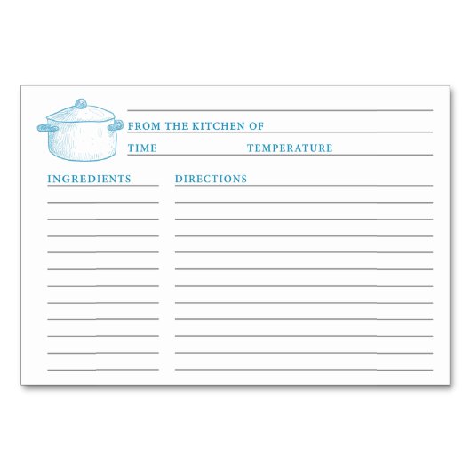 Blue White Kitchen Shower Recipcard Kaart (Voorkant)