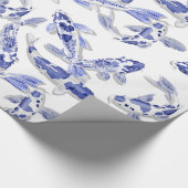 Blue White Koi Fish Cadeaupapier (Hoek)