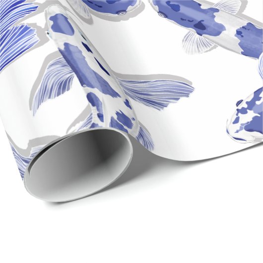 Blue White Koi Fish Cadeaupapier (Rol Hoek)