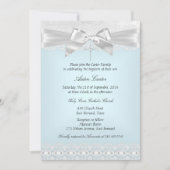 Blue White Lace Cross Baptisme Invite Kaart (Voorkant)
