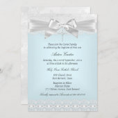 Blue White Lace Cross Baptisme Invite Kaart (Voorkant / Achterkant)