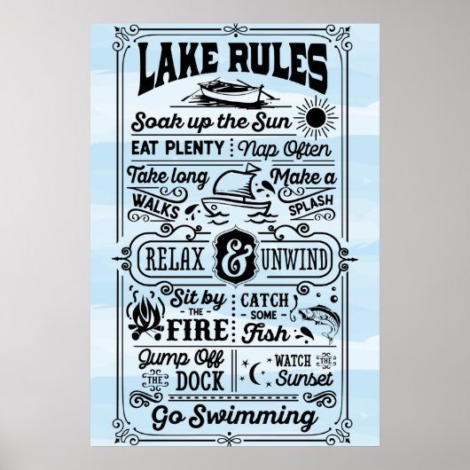 Blue White Lake Rules Poster (Voorkant)